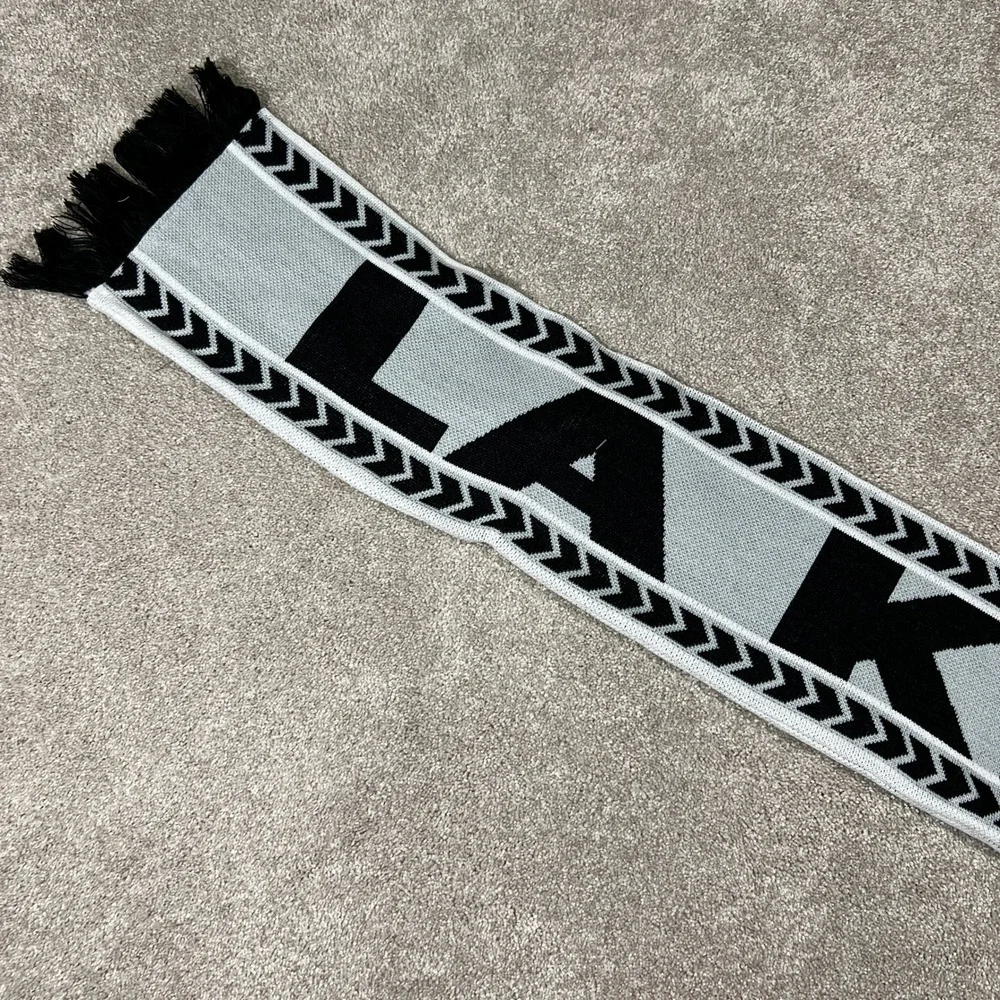 Adidas LA Kings NHL Knit Scarf Gray Black White Logo Fringe One Size